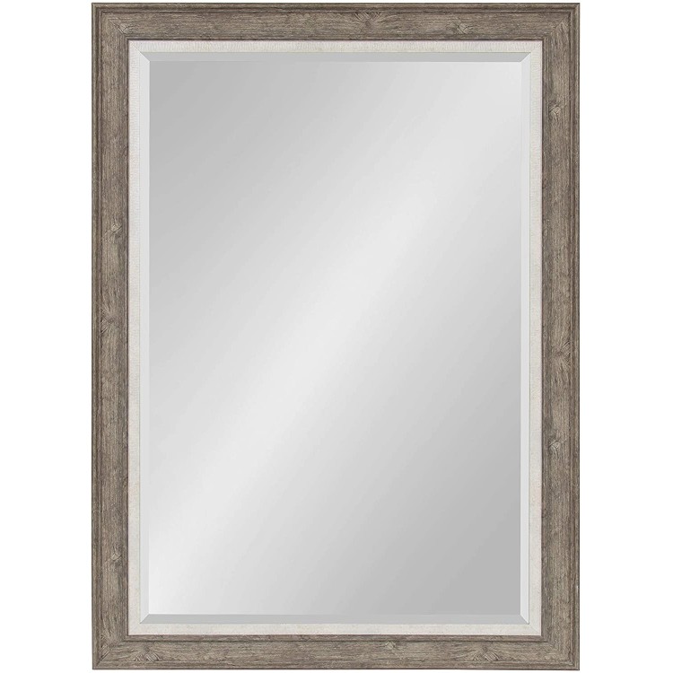 Kate and Laurel Woodway Large Framed Wall Mirror 29.5x41.5 Inches Rustic Gray
