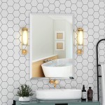 KOHROS Rectangle Beveled Polished Frameless Wall Mirror for Bathroom Vanity Bedroom 20" W x 28" H Rectangle