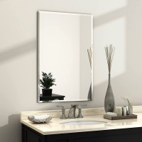 KOHROS Rectangle Beveled Polished Frameless Wall Mirror for Bathroom Vanity Bedroom 20" W x 28" H Rectangle