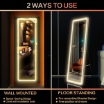 LVZORY 63"x20" Full Length Floor Mirror Dimming Lights Bedroom Tall Full-Size Body Mirror Lighted Mirror Free Standing Mirror Wall Mounted Hanging Mirror Dressing Mirror Touch Control  White 20",