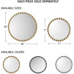 Madison Park Signature Wall Décor Marlowe Metal Spherical Frame Round Mirror for Living Room Home Accent Ready to Hang Bedroom Decoration 36" Diameter Gold