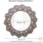 Makrosh Wall Mirror with Macrame Fringe Large Round Decoratic Boho Antique Mirror for Apartment Living Room Bedroom Baby Nursery,Beautiful Gift Ideas Grey