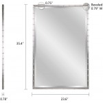 MOTINI Large Rectangle Mirrors for Wall Bathroom Vanity Mirror with Brushed Nickel Stainless Steel Frame Decorative Beveled Wall Mount Mirror Hanging Horizontal & Vertical 24" x 36" Silver