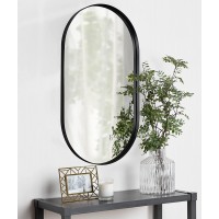 MOTINI Oval Wall Mirror Black 1.18" Deep Frame Decorative Rectangle Mirrors for Wall Decor Bathroom Vanity Mirror Hangs Horizontal or Vertical 31.5"x18"x2"