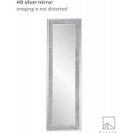 MUAUSU Full Length Floor Mirror Luxury Crystal Surround Full Body Mirror with Standing & Hanging