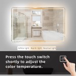 Onetooneside 36 x 24 inch LED Bathroom Mirror Anti-Fog Dimmable Memory LED 3-Tone Lighted Smart Vanity Mirror Salon Mirrors for Wall ShatterProof and IP 54 WaterproofVertical Horizontal