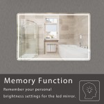 Onetooneside 36 x 24 inch LED Bathroom Mirror Anti-Fog Dimmable Memory LED 3-Tone Lighted Smart Vanity Mirror Salon Mirrors for Wall ShatterProof and IP 54 WaterproofVertical Horizontal
