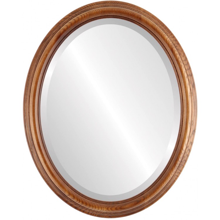 OVALCREST Oval Wooden Beveled Wall Mirror for Home Decor Bathroom Vanity Bedroom Living Room Hallway Toasted Oak 19.4x23.4 Outside Dimensions Melbourne Style