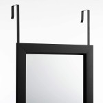 PARANTA Full Length Mirror Wall-Mounted Dressing Mirror Rectangular Door Mirror with 2 Hooks Black