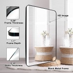 SILD Bathroom Mirror Black Rectangle Wall Mirror 30 x 40 inch Large Wall Mounted Vanity Mirrors with Aluminum Frame Rounded Corner