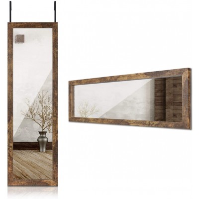 Sunix Wood Full Length Mirror 48" x 14" Wall Mirror with Wood Frame Full Length Door Mirror Hanging Mirror Body Mirror for Bedroom Rustic Frame