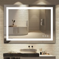 TATU LED Bathroom Mirror,36x28 Inch Bathroom Vanity Mirror Wall Mounted with 3000K-6000K Adjustable Anti-Fog Smart Touch Button Stepless Dimmable Lighted Makeup Mirror Horizontal  Vertical