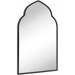 TEHOME Arched Black Metal Framed Bathroom Mirror in Stainless Steel Rectangle Comtemporary Vanity Mirror for Wall