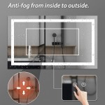 TETOTE LED Mirror 60 x 36 Anti-Fog Bathroom Mirror with Lights,White Warm Natural Lighted Mirror,Dimmable,CRI90,IP54 Waterproof,Wall Mounted,Vanity MirrorHorizontal Vertical
