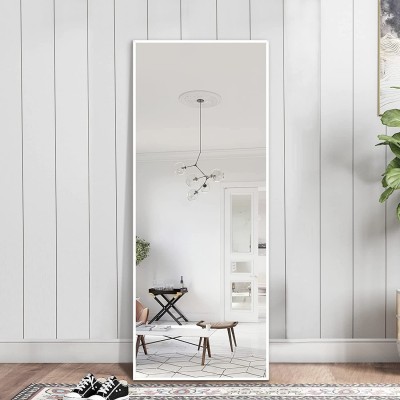 Trvone Full Length Mirror Aluminum Alloy Thin Frame Wall-Mounted Mirror Hanging or Leaning Against Wall Bedroom Mirror Floor Mirror Dressing Mirror Full Body Mirror White 64"x21"