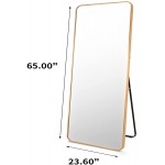 ZBEIVAN Standing Full Length Mirror 65"x23.6" Golden Frame Floor Full Body Large Mirror for Bedroom Wall Mounted or Stand Up