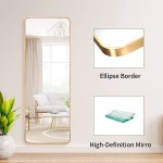 ZBEIVAN Standing Full Length Mirror 65"x23.6" Golden Frame Floor Full Body Large Mirror for Bedroom Wall Mounted or Stand Up