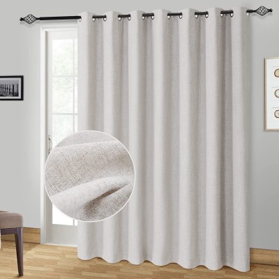 100% Blackout Sliding Door Curtains Patio Door Curtains Linen Textured Extra Wide Curtains 108 Inch Long Grommet Curtain Drapes for Living Room Curtain PanelsW100 x L108 1 Panel Beige