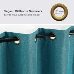 Bedsure Linen Curtains 84 inch Length 2 Panels Set Blackout Teal Curtains for Living Room，Linen Textured Drapes 52x84inch,Teal