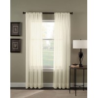 Curtainworks Trinity Crinkle Voile Sheer Curtain Panel 51 by 95" Oyster,1Q80410AOY