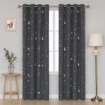 Deconovo Darken Silver Dots Printed Thermal Insulated Blackout Window Light Blocking Curtains for Kids Room 52 in x 95 in W x L Grey