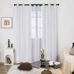 Deconovo White Blackout Curtain Panels 84 Inch Long Drapes Thermal Insulated Window Curtains with Floral Pattern 38 x 84 Inch Greyish White 2 Panels