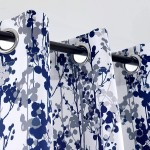 DriftAway Leah Abstract Floral Blossom Ink Painting Room Darkening Thermal Insulated Grommet Unlined Window Curtains 2 Panels Each Size 52 Inch by 84 Inch Navy Silver Gray