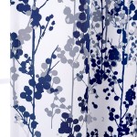 DriftAway Leah Abstract Floral Blossom Ink Painting Room Darkening Thermal Insulated Grommet Unlined Window Curtains 2 Panels Each Size 52 Inch by 84 Inch Navy Silver Gray