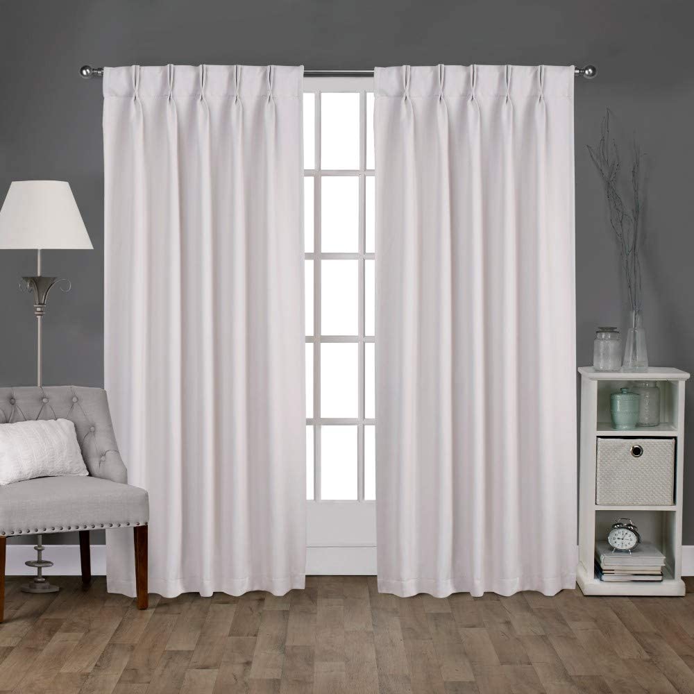 Exclusive Home Curtains Sateen Twill Woven Blackout Pinch Pleat Curtain Panel 96" Length Vanilla 2 Count