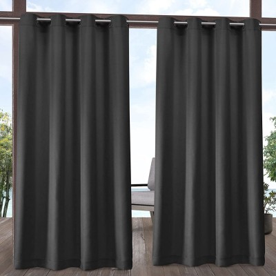 Exclusive Home Indoor Outdoor Solid Cabana Grommet Top Curtain Panel Charcoal 54x96 2 Piece