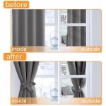 Hiasan Blackout Curtains for Bedroom 60 x 84 Inches Long Thermal Insulated & Light Blocking Window Curtains for Living Room 2 Drape Panels Sewn with Tiebacks Light Grey