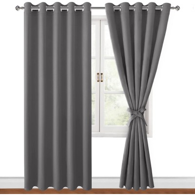 Hiasan Blackout Curtains for Bedroom 60 x 84 Inches Long Thermal Insulated & Light Blocking Window Curtains for Living Room 2 Drape Panels Sewn with Tiebacks Light Grey