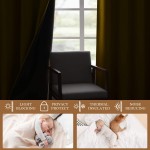 HOMEIDEAS 100% Blackout Curtains 2 Panels Faux Linen Curtains Mustard Yellow Room Darkening Curtains 52 X 96 Inches Thermal Insulated Grommet Window Curtains Drapes with Liner for Living Room Bedroom
