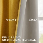 HOMEIDEAS 100% Blackout Curtains 2 Panels Faux Linen Curtains Mustard Yellow Room Darkening Curtains 52 X 96 Inches Thermal Insulated Grommet Window Curtains Drapes with Liner for Living Room Bedroom