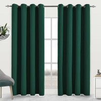 JSFLY Blackout Curtains for Bedroom Thermal Insulated Solid Grommet Window Drapes for Living Room  Set of 2 Curtain Panels 52 W x 84 L inch Long Hunter Green