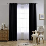 NICETOWN Black Out Curtain Panels 52 inches by 120 Inch Black Set of 2 Home Decoration Thermal Insulated Solid Grommet Blackout Curtains Drapes for Hall Dining Room