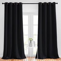 NICETOWN Black Out Curtain Panels 52 inches by 120 Inch Black Set of 2 Home Decoration Thermal Insulated Solid Grommet Blackout Curtains Drapes for Hall Dining Room