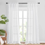 NICETOWN White Sheer Curtains Linen Blend Extra Long 108" Length Rod Pocket & Back Tab Semi Linen Sheer Window Treatment Privacy Drapes for Living Room Bedroom 104" Wide Total 2 PCs