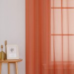 Patio Door Sheer Curtain Panels Ceiling to Floor Extra Long Voile Drape Curtains Window Treatment for Sliding Glass Door Burnt Orange,2 Pieces,W 54 x L 108 inches
