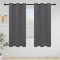 PureFit GRS Certified Recycled Blackout Curtains for Bedroom and Living Room Thermal Insulated Cold Heat Sun Blocking and Noise Reducing Grommet Window Drapes Gray 42 x 63 inch Set of 2 Panels