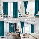 ROSETTE Velvet Curtains for Living Room Thermal Insualted Room Darkening Grommet Window Drapes for Bedroom Set of 2 Window Curtain Panels with Tiebacks 52 x 96 inches Teal