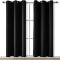 Rutterllow Blackout Curtains for Living Room Thermal Insulated Window Drapes 2 Panels for Bedroom Grommet Top 42x84 Inch Black