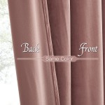 RYB HOME Plush Velvet Curtains for Living Room Privacy Picture Window Treatment Room Darkening Noise Dampening Curtain & Drape for Farmhouse Nursery Home Theater W52 x L96 Wild Rose Pink 2 Panels