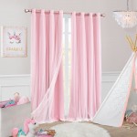 SOFJAGETQ Short Curtains with Sheer Blackout Curtains with Voile Sheer Drapes Thermal Grommet Pink Window Treatments for Kids  Girls Bedroom Nursery Living Room 52 x 63 in Pink 2 Panels