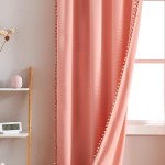 Treatmentex Pompom Velvet Curtains for Bedroom 95" Blush Pink Window Curtain Set Decorative Room Darkening Drapes Cotton Feel Soft 2Panels 42" w