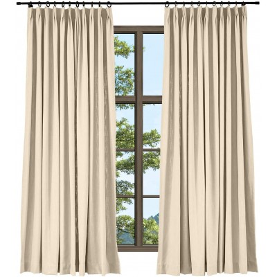 TWOPAGES Faux Linen Room Darkening Curtain 108 Inches Long Gardenia Pinch Pleated Window Curtain Drape Panel for Patio Door Dining Room Kids Room 1 Panel