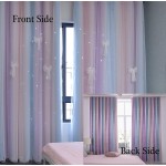 Yancorp Curtains for Girls Bedroom Kids Curtain Hollow-Out Star Window Drapes Curtain 84 inches Length Room Darkening Grommet 2 Layers Pink Purple Green W52 X L84