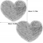 2 Pieces Fluffy Faux Sheepskin Area Rug Heart Shaped Rug Fluffy Room Carpet for Home Living Room Sofa Floor Bedroom 12 x 16 Inch Grey