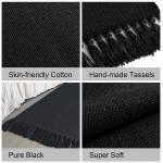 Black Kitchen Rug 2x3 Seavish Cotton Hand Woven Recycled Throw Rug Runner Braided Entryway Floor Mat for Laundry Room Bathroom Bedroom Dorm