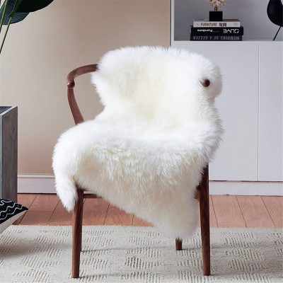 Duduta White Faux Fur Chair Seat Covers Fluffy Shag Sheepskin Bedside Rugs Throw Washable 2x3 ft